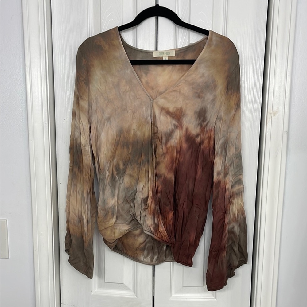 River + Sky Tie-Dye V-Neck Women's Top